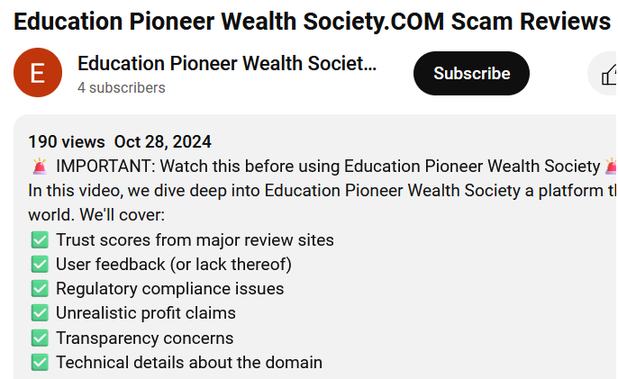 cryptifii scam, same people behind education pioneer wealth society