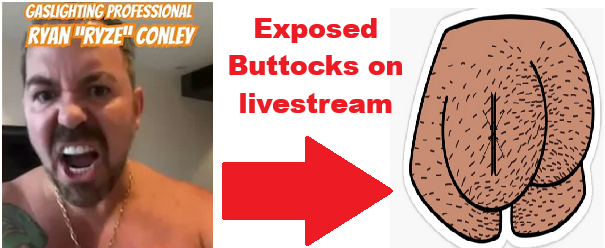 ryan conley exposed his buttocks on crypto ponzi scheme avenger livestream