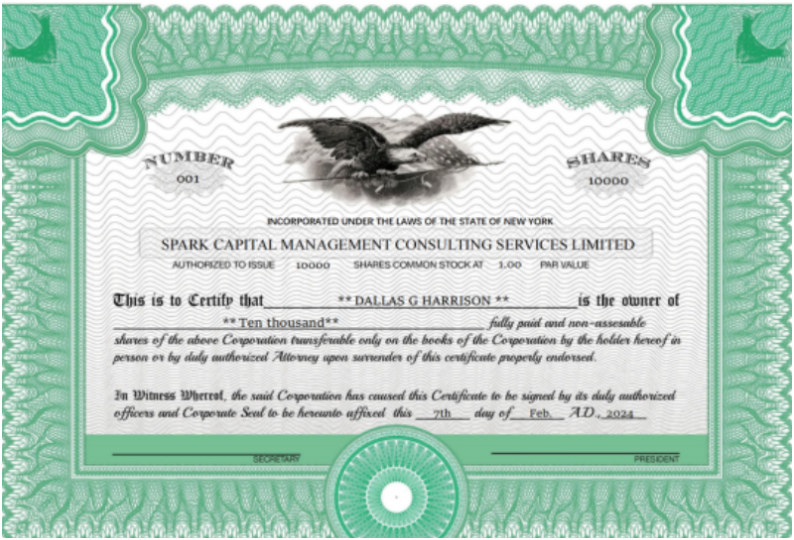 spark capital management consulting services fake registration